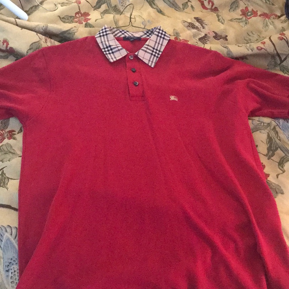 Red Burberry polo